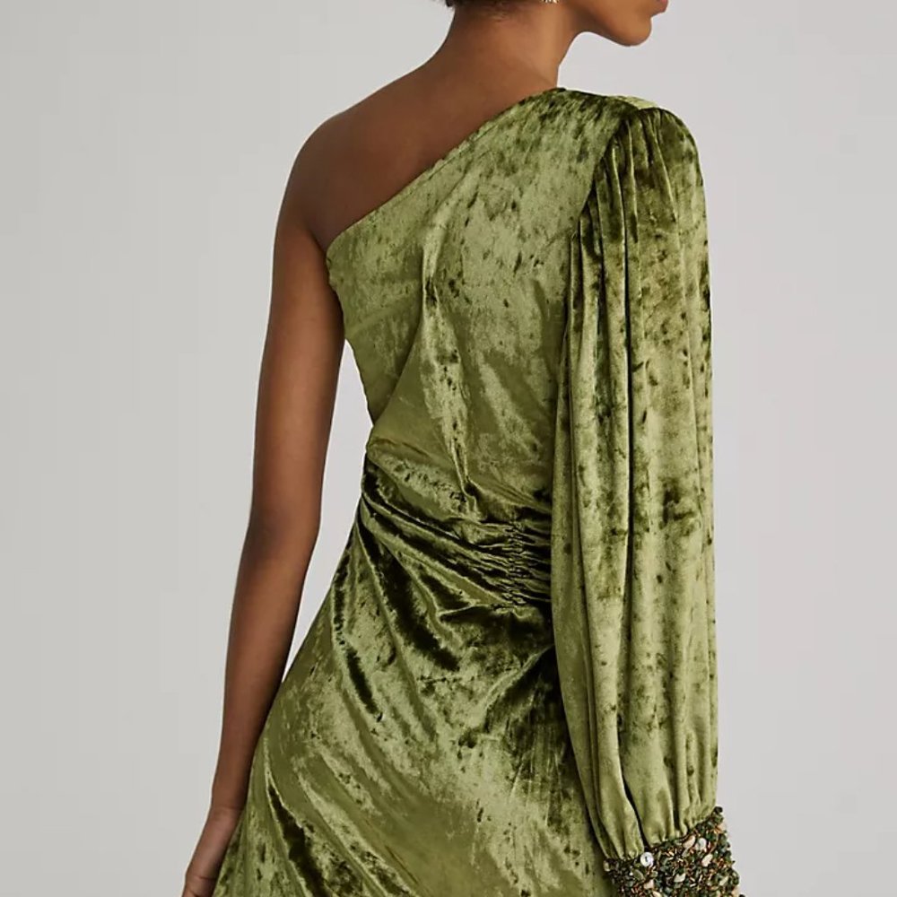 Anthropologie Nirmooha One-Shoulder Velvet Mini Dress - Picture 3 of 16